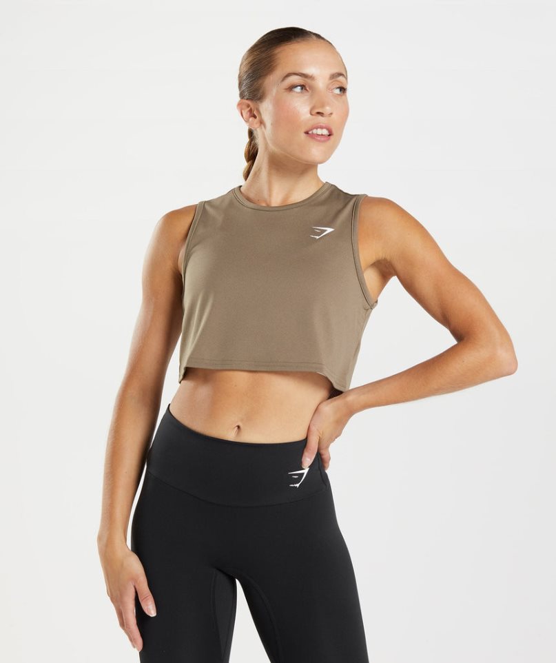 Gymshark Sport Crop Muskelshirt Damen Braun | 10724VCPQ