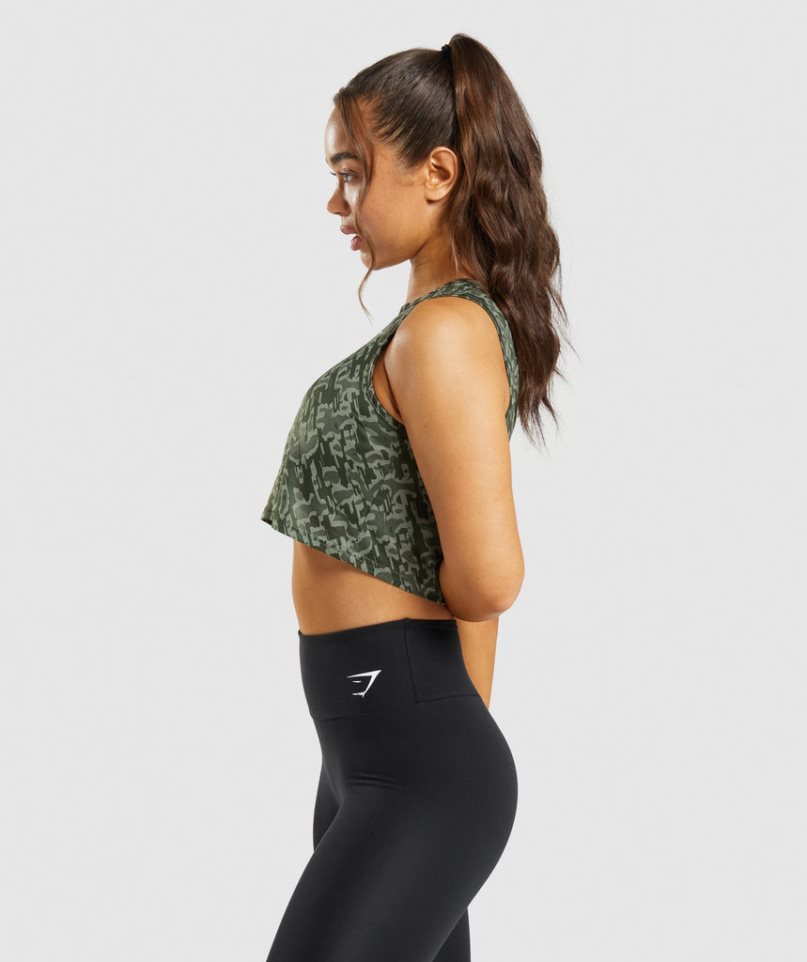 Gymshark Sport Crop Muskelshirt Damen Grün | 39074CTAP