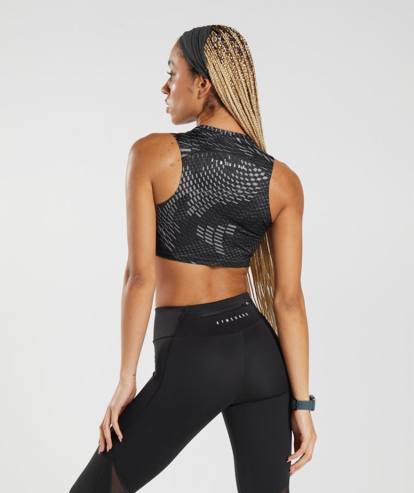 Gymshark Sport Crop Muskelshirt Damen Schwarz | 27398YFCW