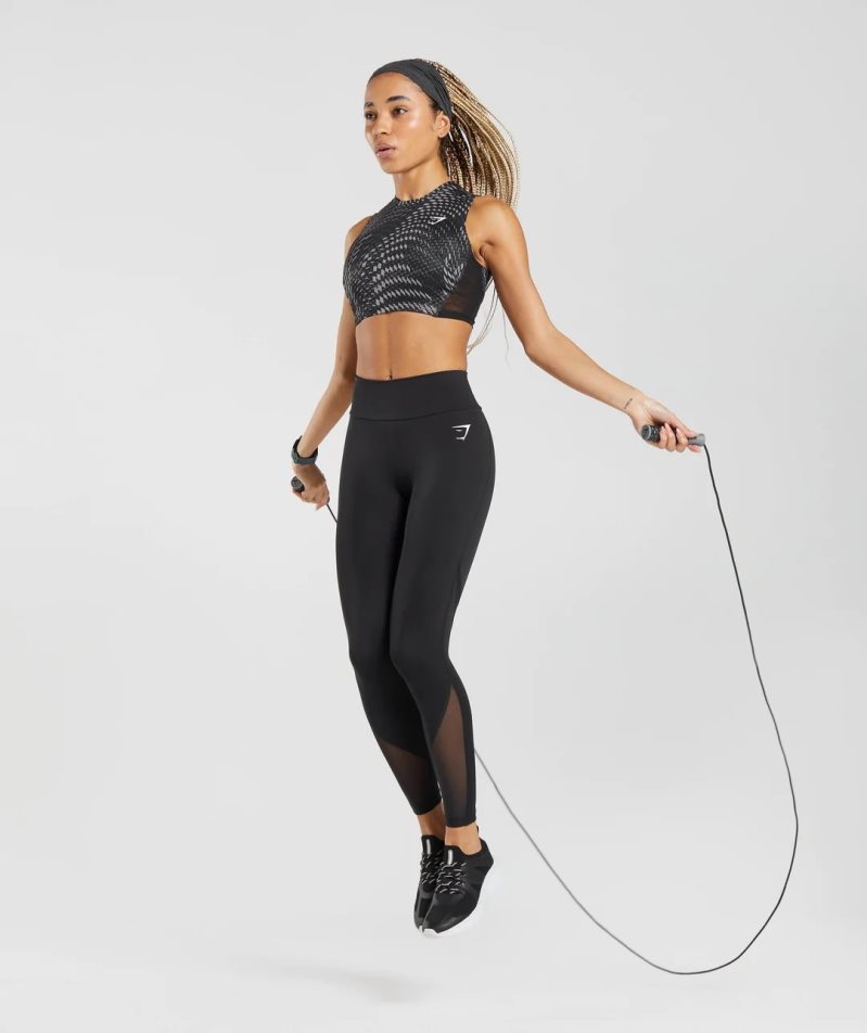 Gymshark Sport Crop Muskelshirt Damen Schwarz | 27398YFCW