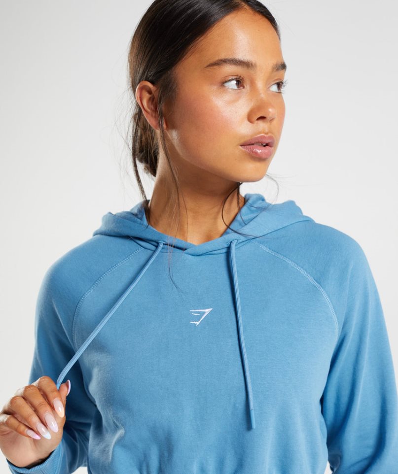 Gymshark Sport Cropped Hoodie Damen Blau | 62138AKPN