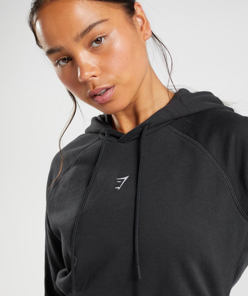 Gymshark Sport Cropped Hoodie Damen Schwarz | 56729VKDE