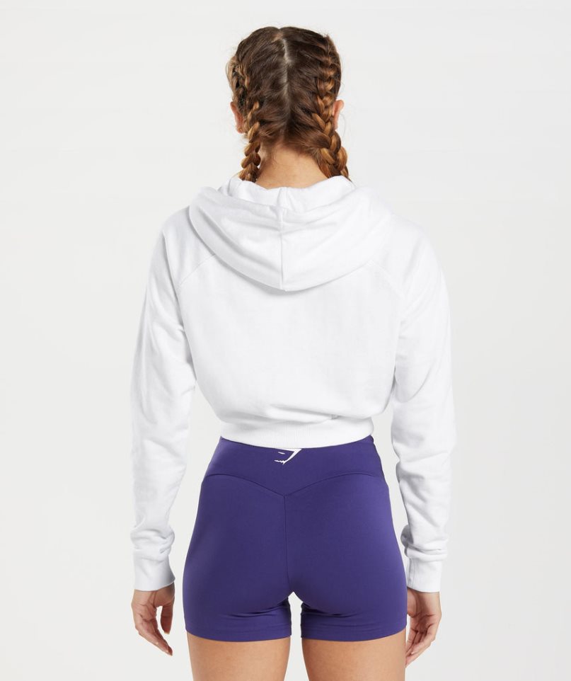 Gymshark Sport Cropped Hoodie Damen Weiß | 29410FDHY