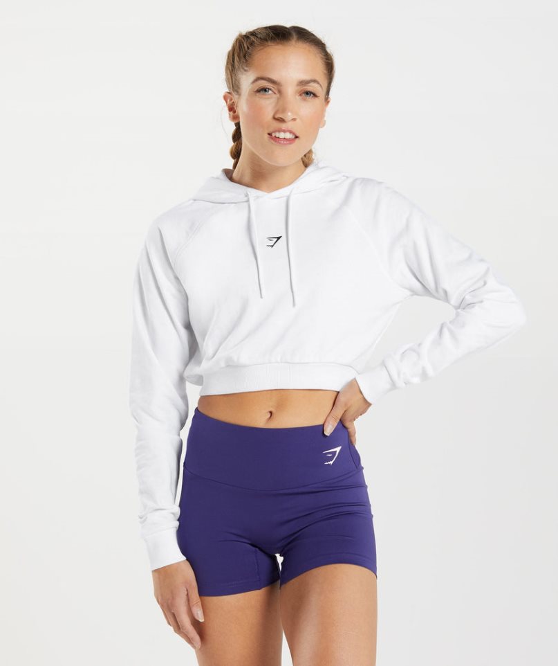 Gymshark Sport Cropped Hoodie Damen Weiß | 29410FDHY