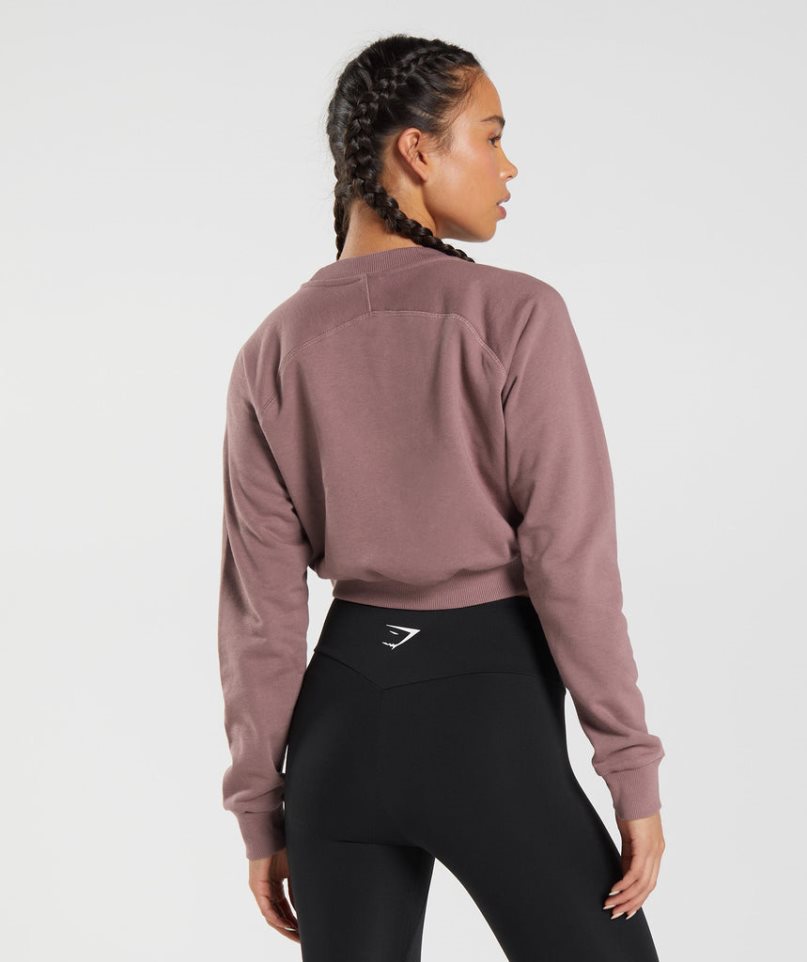 Gymshark Sport Cropped Sweatshirts Damen Rosa | 05279IKWR