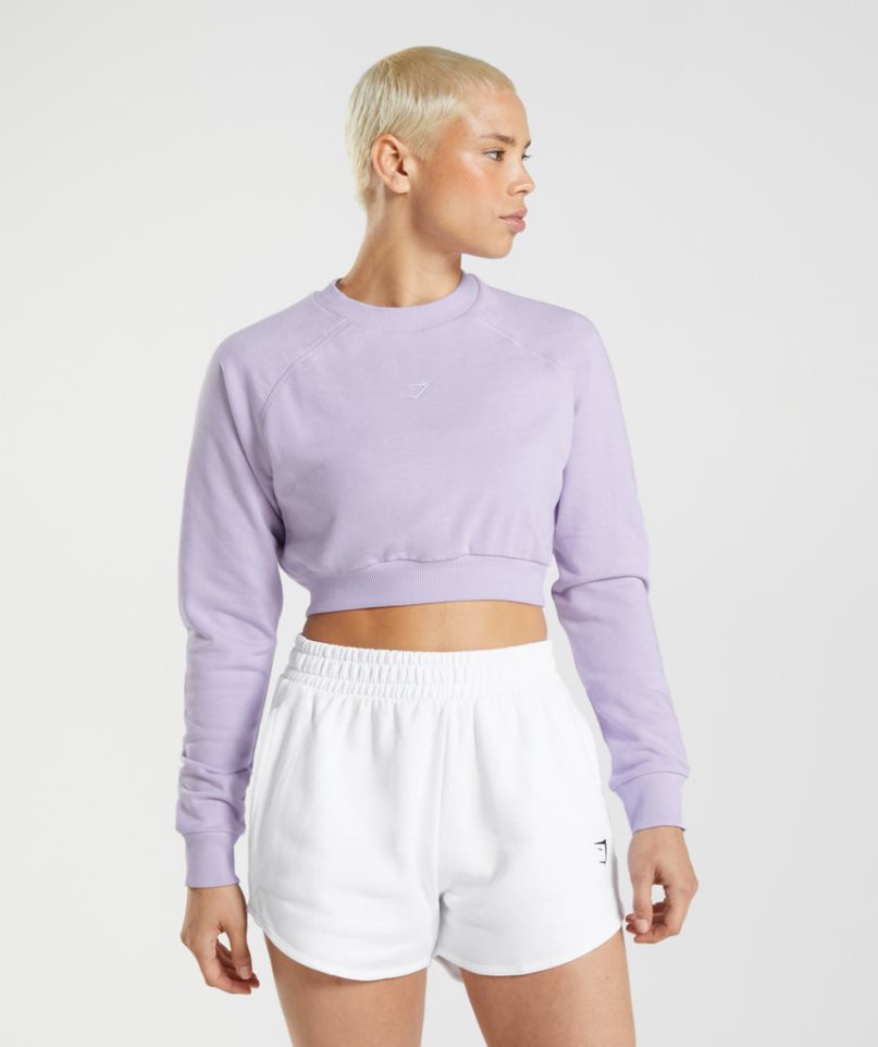 Gymshark Sport Cropped Sweatshirts Damen Helllila | 36152YJLX