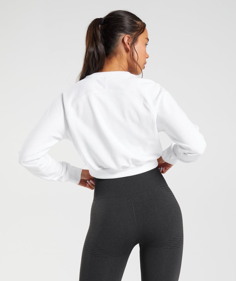 Gymshark Sport Cropped Sweatshirts Damen Weiß | 61978OVMI