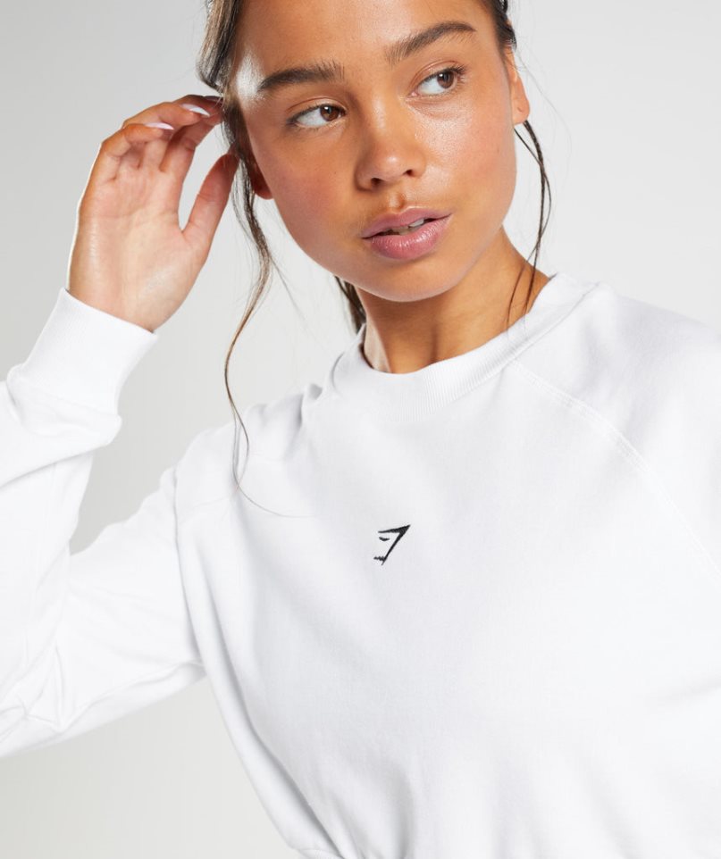 Gymshark Sport Cropped Sweatshirts Damen Weiß | 61978OVMI