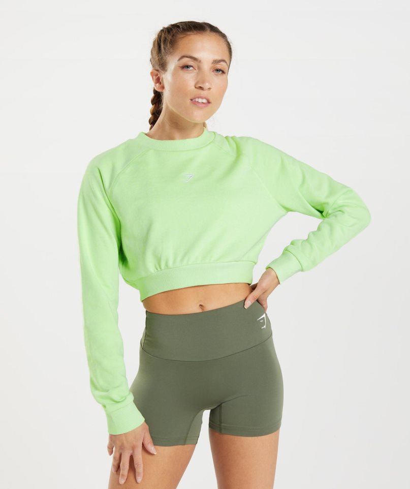 Gymshark Sport Cropped Sweatshirts Damen Grün | 65184NUIO