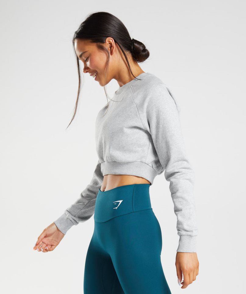 Gymshark Sport Cropped Sweatshirts Damen Hellgrau | 85913LENM