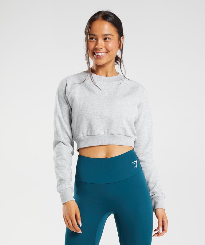 Gymshark Sport Cropped Sweatshirts Damen Hellgrau | 85913LENM