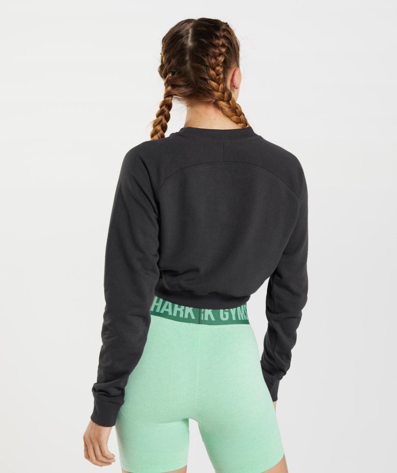 Gymshark Sport Cropped Sweatshirts Damen Schwarz | 97682ADRM