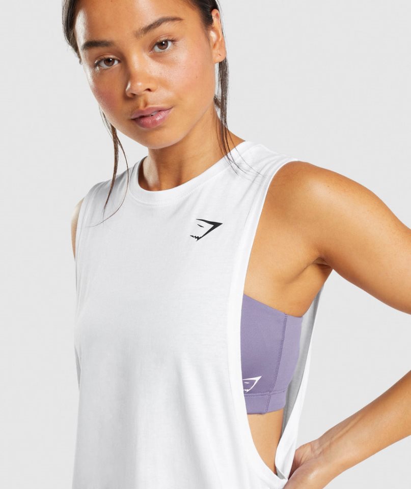 Gymshark Sport Drop Arm Muskelshirt Damen Weiß | 20375MAIS