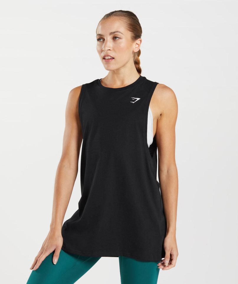 Gymshark Sport Drop Arm Muskelshirt Damen Schwarz | 45912QBSX