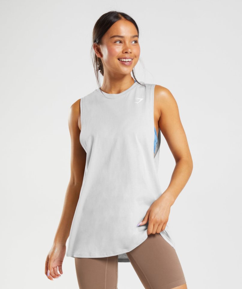 Gymshark Sport Drop Arm Muskelshirt Damen Hellgrau | 94715VMDQ