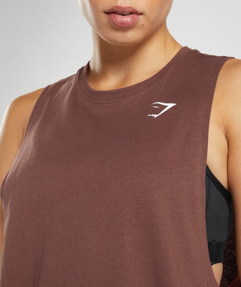 Gymshark Sport Drop Arm Muskelshirt Damen Dunkelbraun | 96273IQGV