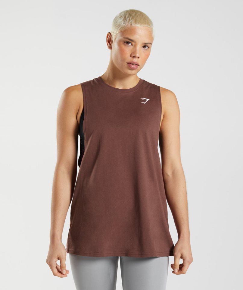 Gymshark Sport Drop Arm Muskelshirt Damen Dunkelbraun | 96273IQGV