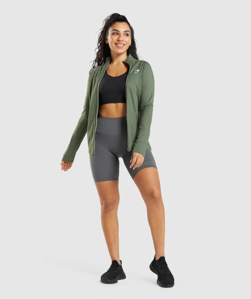 Gymshark Sport Jacke Damen Olivgrün | 16253JVEF