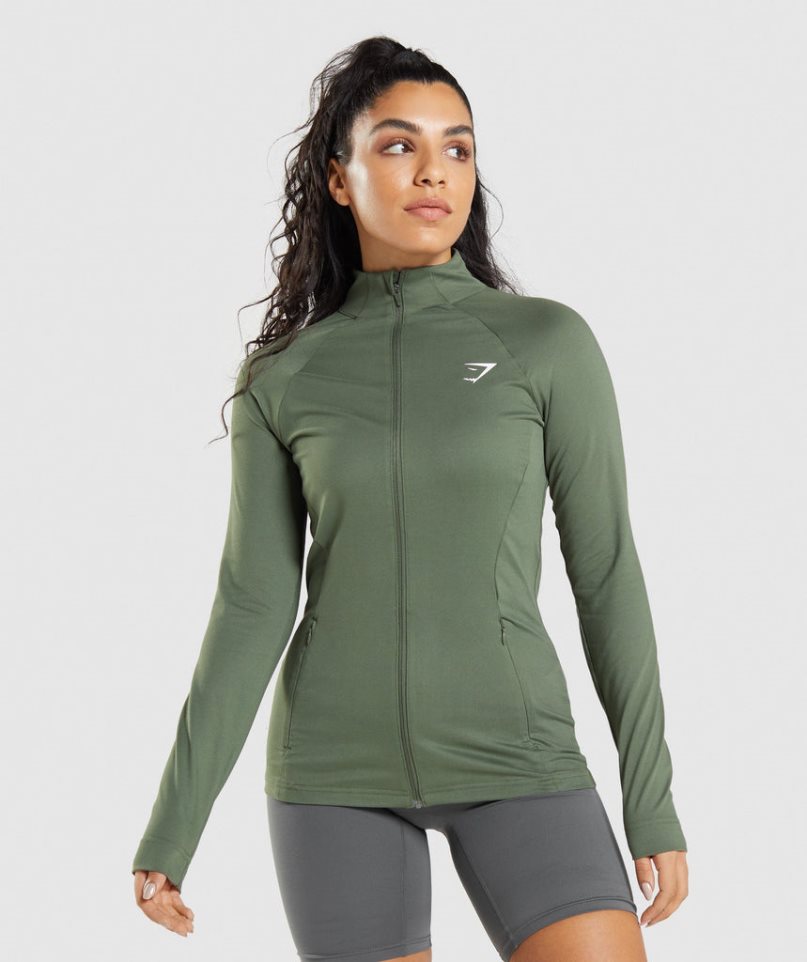 Gymshark Sport Jacke Damen Olivgrün | 16253JVEF