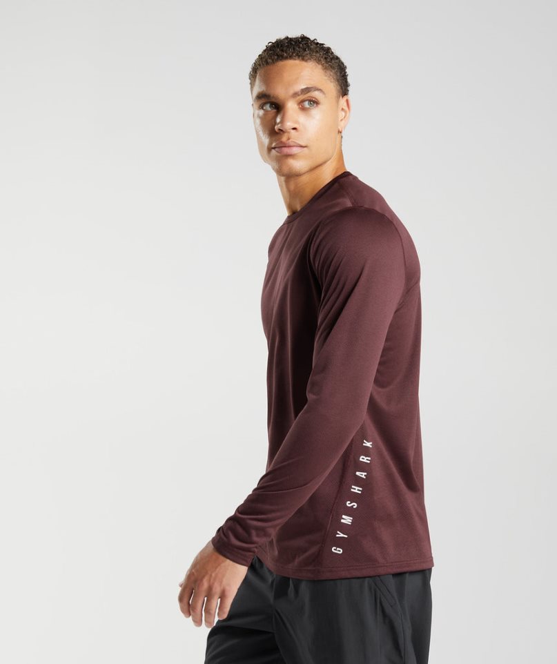 Gymshark Sport Long Sleeve T-shirts Herren Bordeaux | 19078MUXP