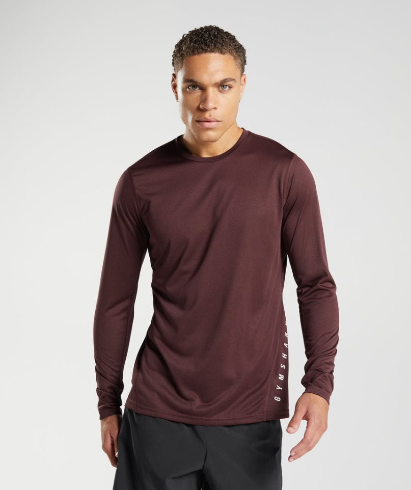 Gymshark Sport Long Sleeve T-shirts Herren Bordeaux | 19078MUXP