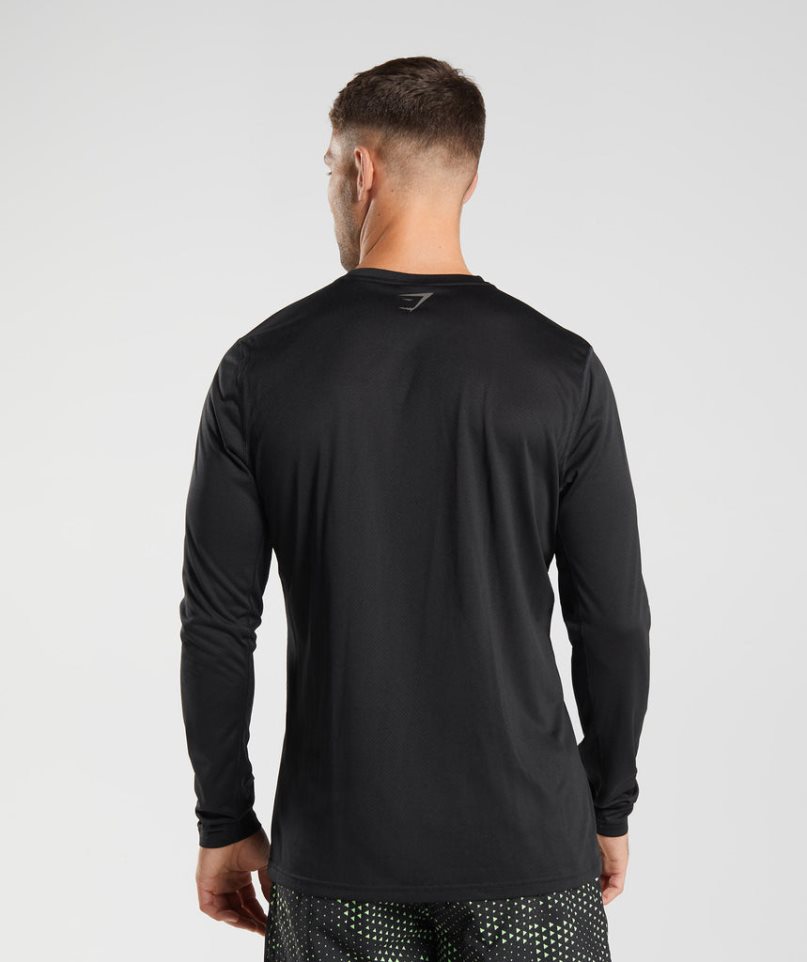 Gymshark Sport Long Sleeve T-shirts Herren Schwarz | 42085HWQX