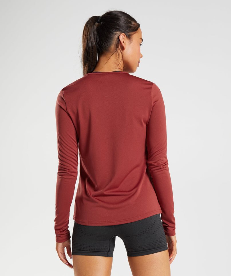 Gymshark Sport Long Sleeve Top T-shirts Damen Rot | 54239DYSG