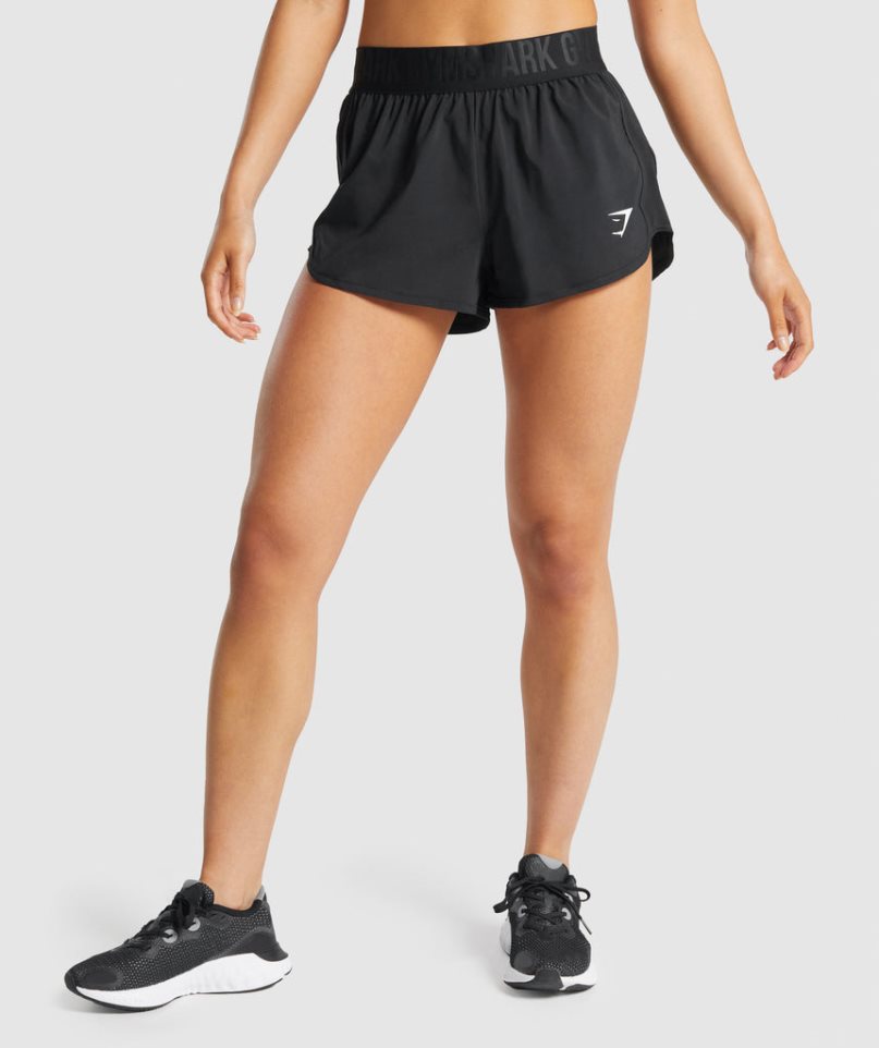 Gymshark Sport Loose Fit Kurze Hose Damen Schwarz | 13496VKRM