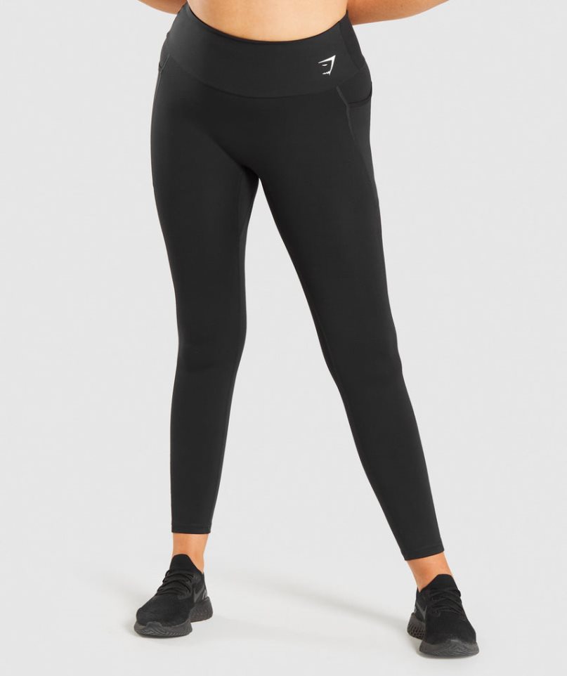 Gymshark Sport Mesh Pocket Leggings Damen Schwarz | 23768QJIB