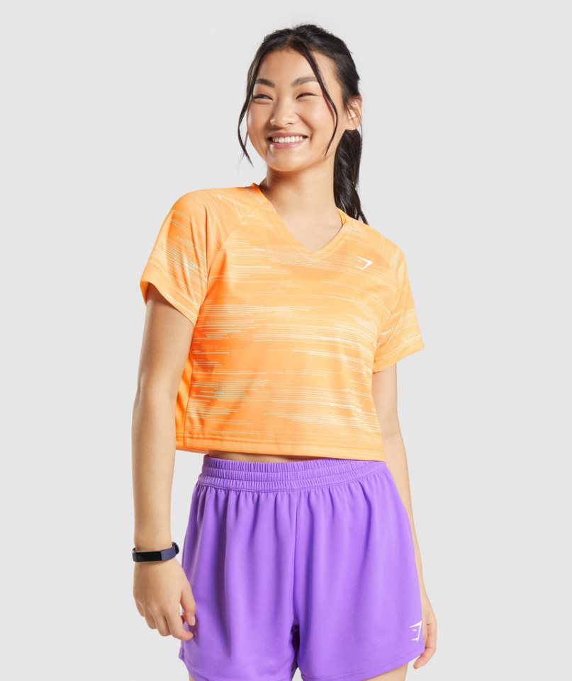 Gymshark Sport Midi T-shirts Damen Orange | 97025IBEU