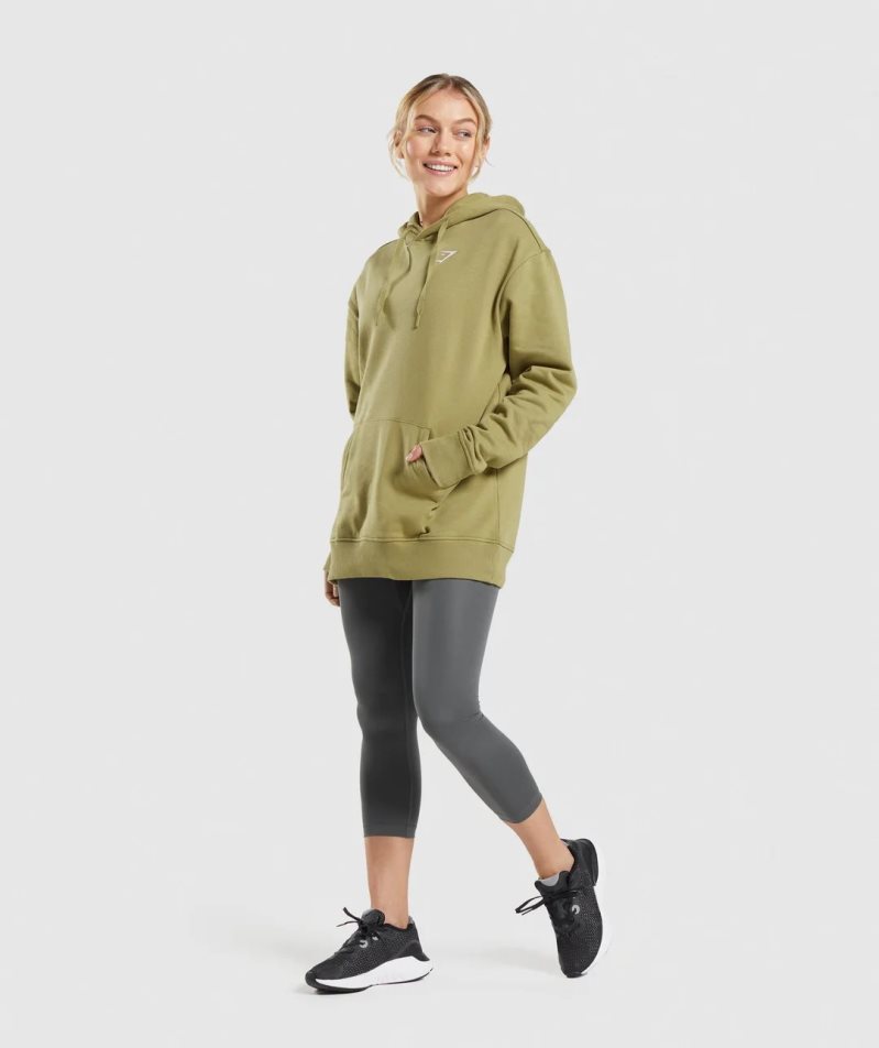 Gymshark Sport Oversized Hoodie Damen Olivgrün | 30648UNVQ