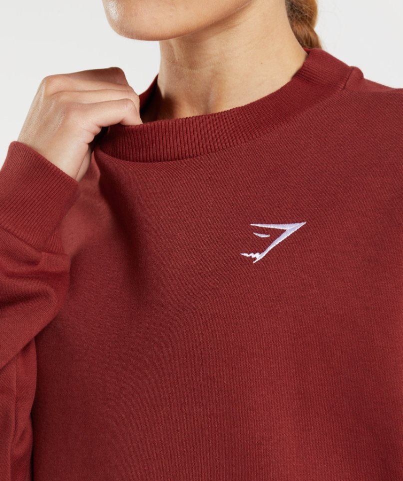 Gymshark Sport Oversized Sweatshirts Damen Rot | 05697KJCT