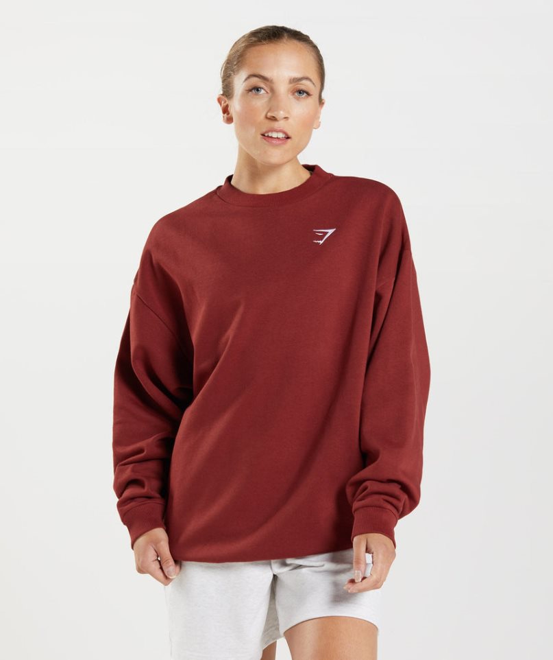 Gymshark Sport Oversized Sweatshirts Damen Rot | 05697KJCT