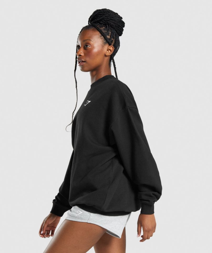 Gymshark Sport Oversized Sweatshirts Damen Schwarz | 06187VKQO