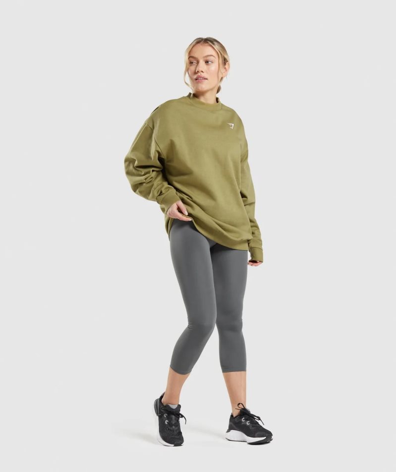 Gymshark Sport Oversized Sweatshirts Damen Olivgrün | 26197TYSH