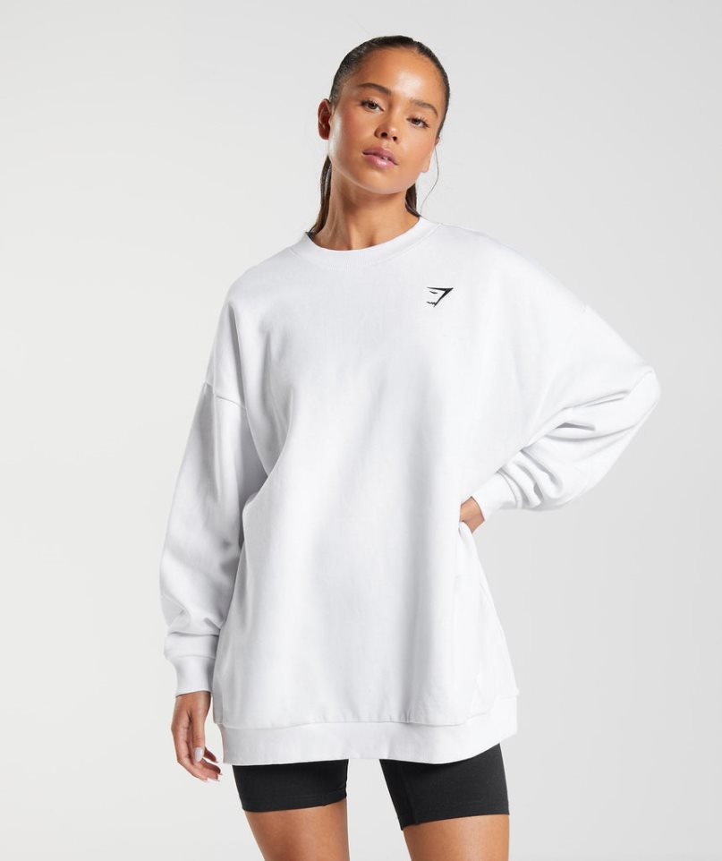 Gymshark Sport Oversized Sweatshirts Damen Weiß | 37041WTCN