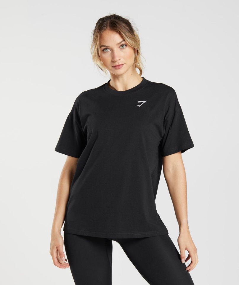 Gymshark Sport Oversized T-shirts Damen Schwarz | 78531QJHY