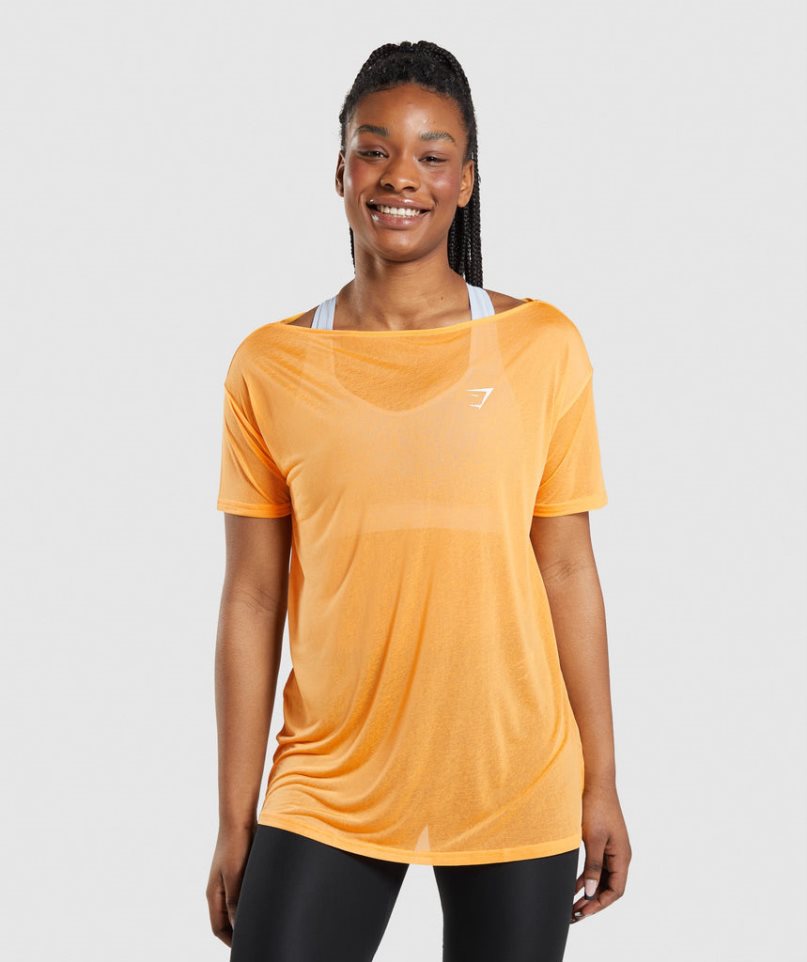 Gymshark Sport Oversized Top T-shirts Damen Orange | 30158EUFN