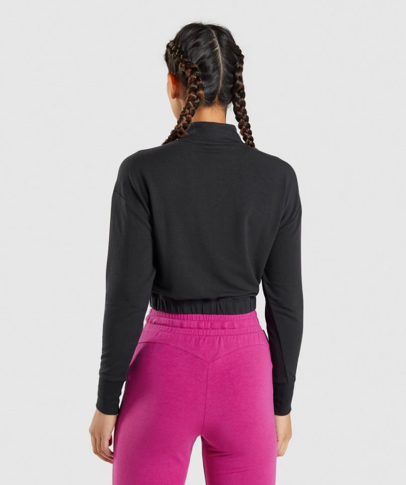 Gymshark Sport Pippa Sweatshirts Damen Schwarz | 80937TASB