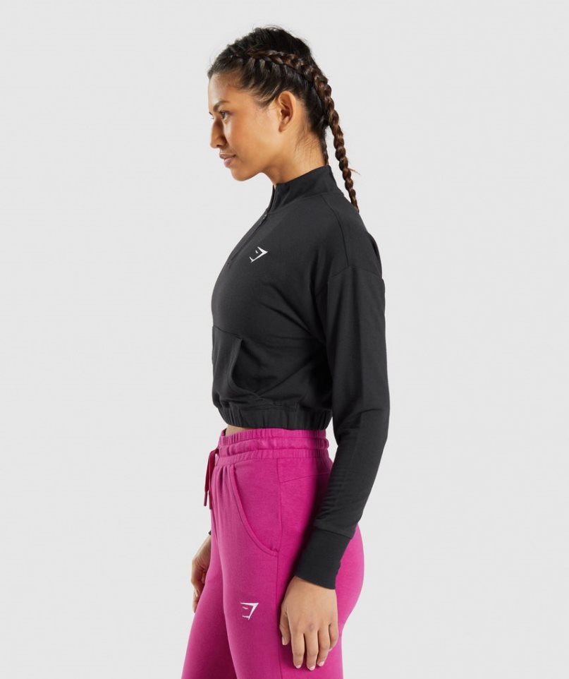 Gymshark Sport Pippa Sweatshirts Damen Schwarz | 80937TASB