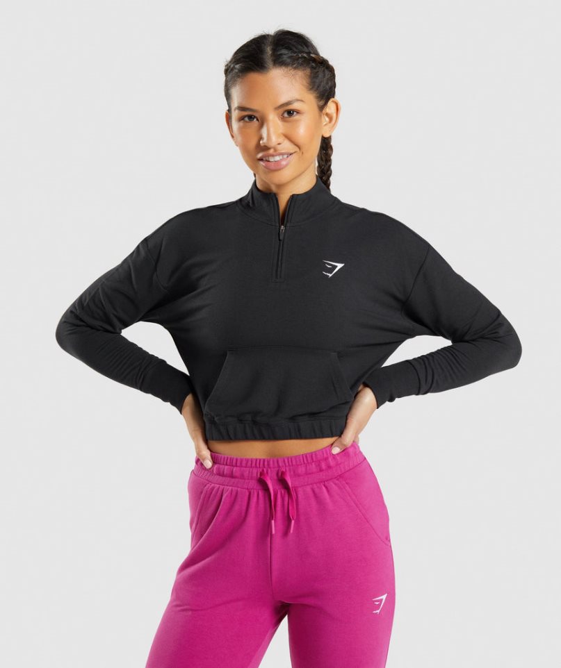 Gymshark Sport Pippa Sweatshirts Damen Schwarz | 80937TASB