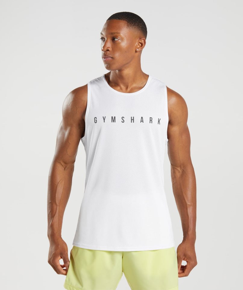 Gymshark Sport Stripe Muskelshirt Herren Weiß | 35601ZRTY