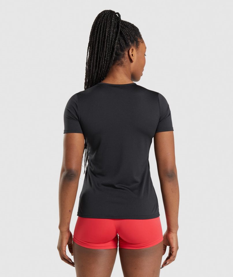 Gymshark Sport T-shirts Damen Schwarz | 41390QYHR