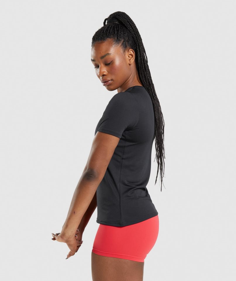 Gymshark Sport T-shirts Damen Schwarz | 41390QYHR