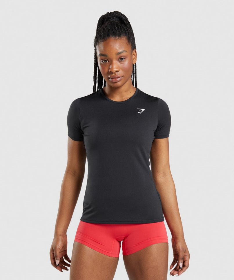 Gymshark Sport T-shirts Damen Schwarz | 41390QYHR