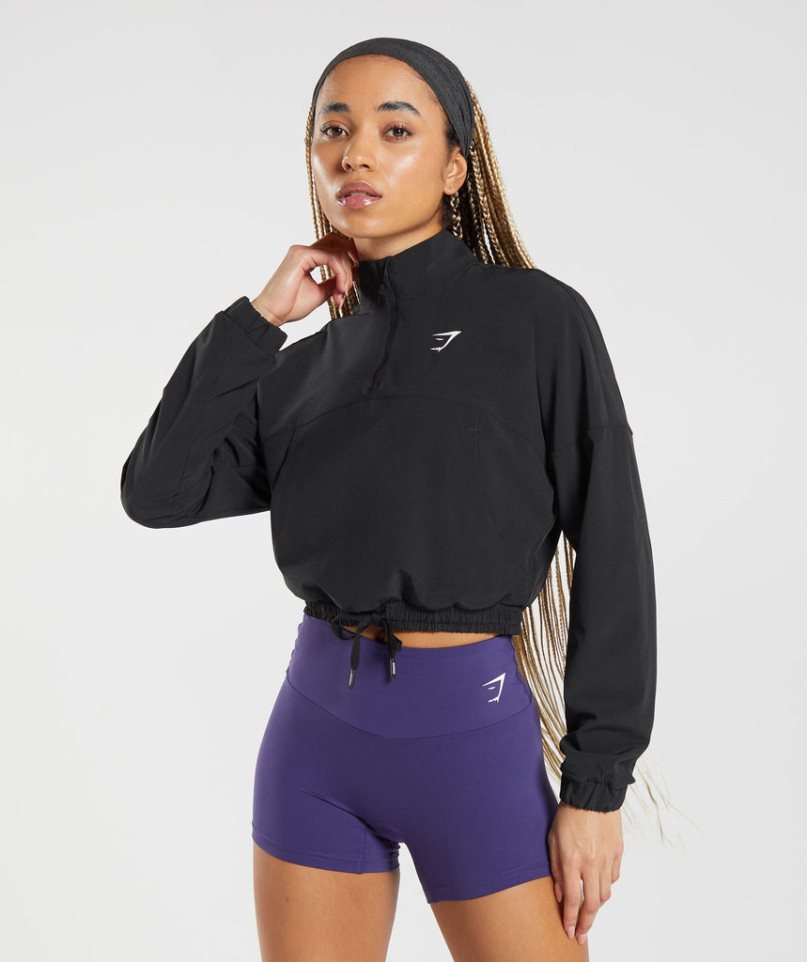 Gymshark Sport Windjacke Damen Schwarz | 64392OLDZ