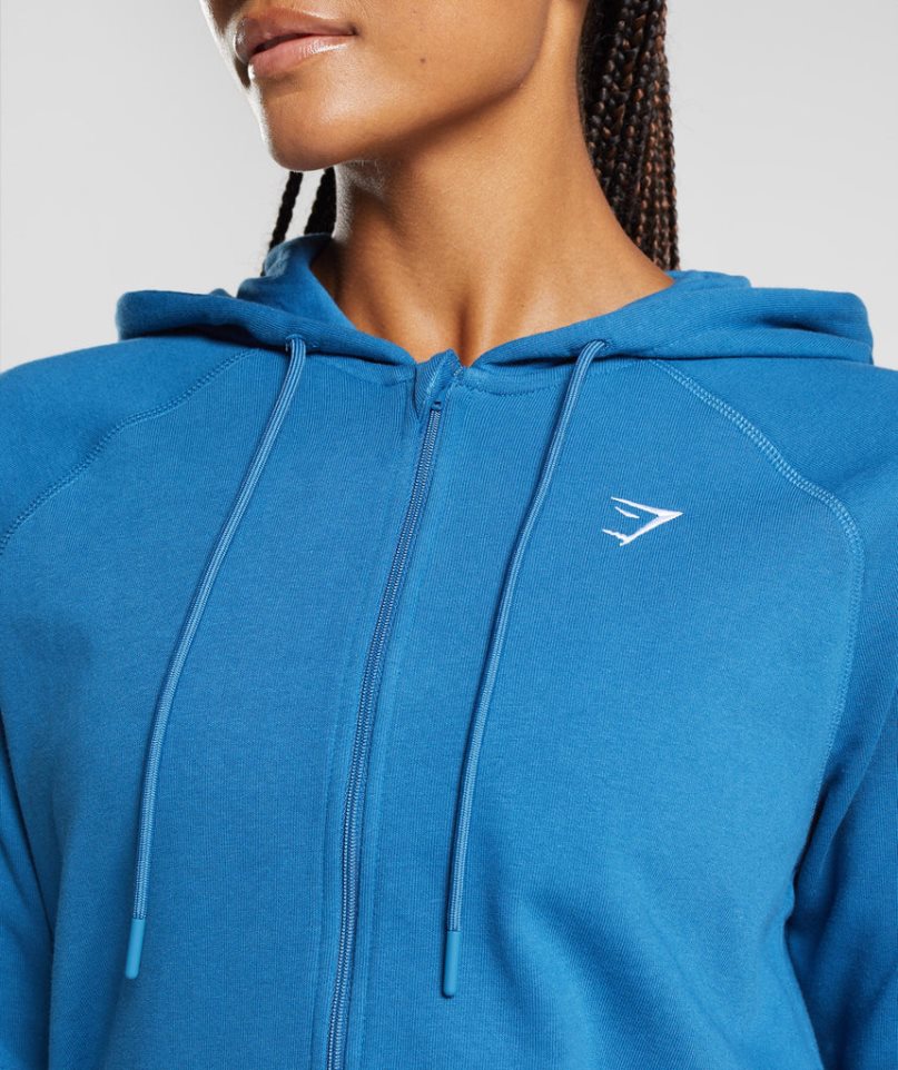 Gymshark Sport Zip Hoodie Damen Blau | 92054KJUV