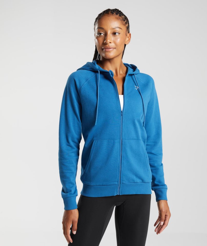 Gymshark Sport Zip Hoodie Damen Blau | 92054KJUV