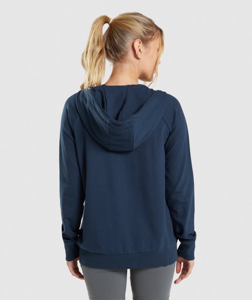 Gymshark Sport Zip Hoodie Damen Navy | 50364AXFI