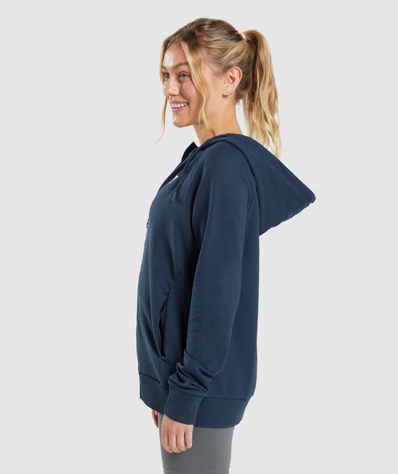 Gymshark Sport Zip Hoodie Damen Navy | 50364AXFI